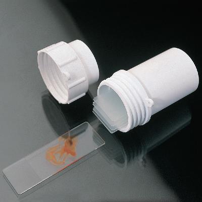 Контейнер для предметних скелець циліндричний ПП з гвинтовою ПЕ кришкою для зберігання та транспортування до 10 предметних скелець, ДЕЛЬТАЛАБ